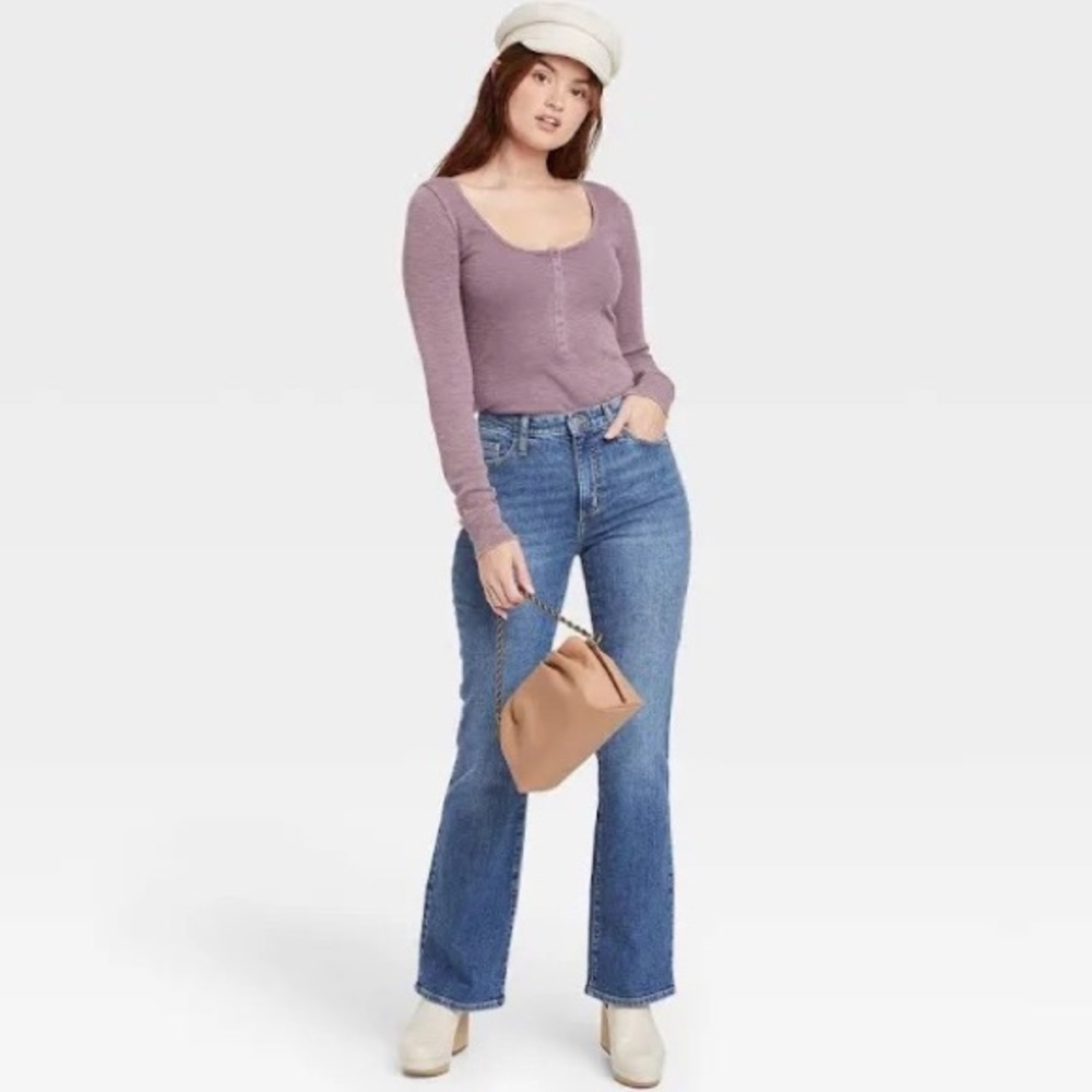 High-Rise Bootcut Blue Medium Wash Jean Pants